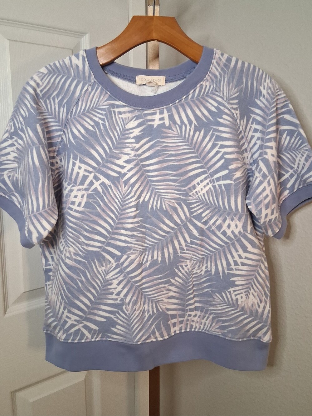 Eco Threads Short Wide Short Sleeve Sweatshirt Top Medium Printed